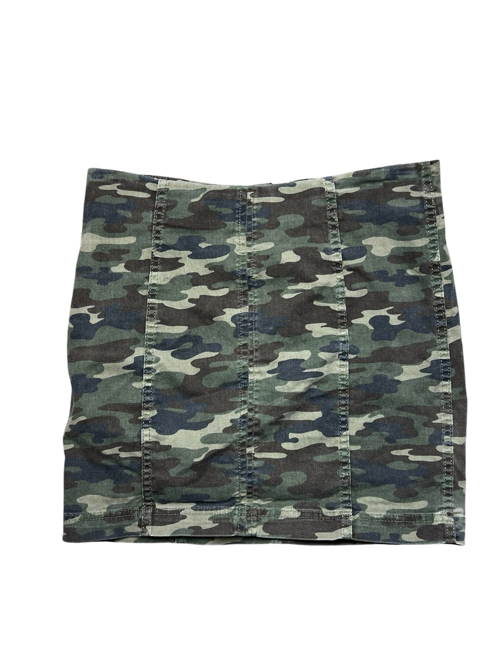 Free People Modern Femme Mini Skirt Women's Size 8 Green Camouflage Back Zip - Picture 2 of 6